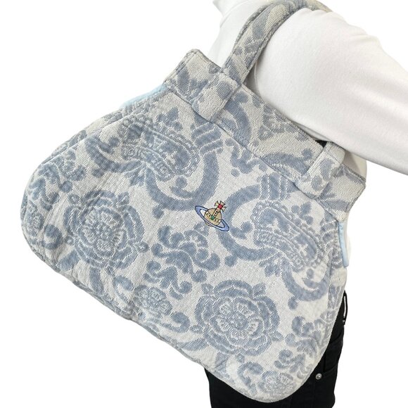 Vivienne Westwood Handbags - Vivienne Westwood Vintage Orb Logo Terry Cloth Tote Bag Light Blue [106030]